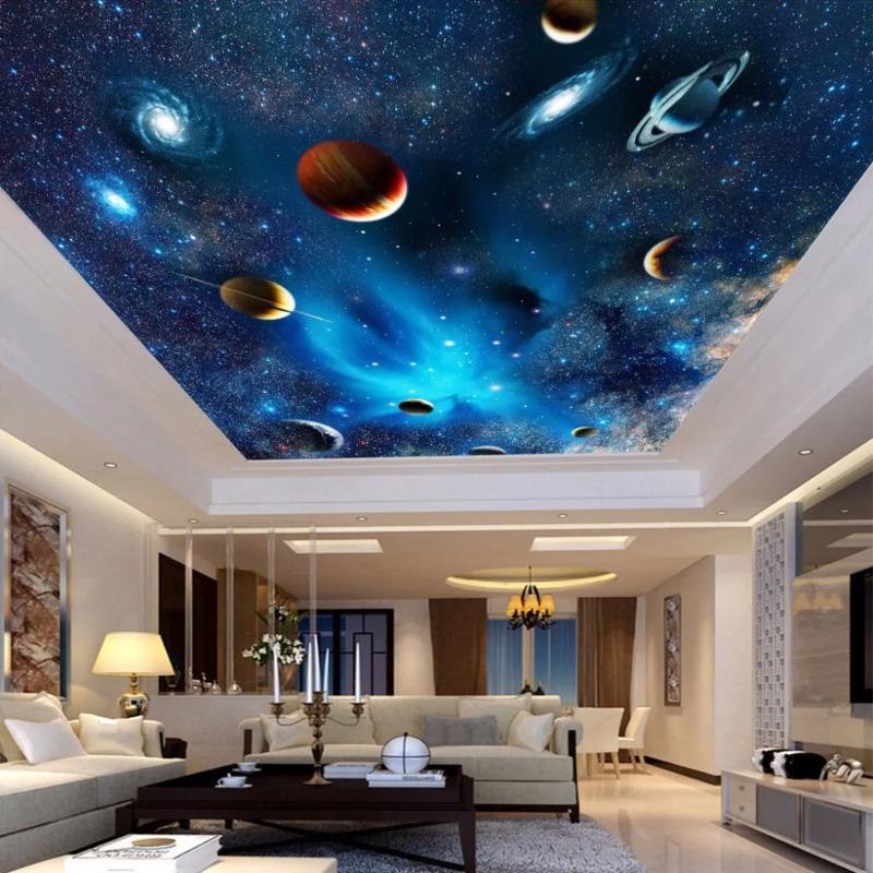 

3d Space Mural Galaxy Planet Landscape Wallpaper Ceiling Background Decor Wall Paper Living Room Wall Murals 200 cm(W) x 140 cm(H)