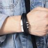 New Style Fashion Men's Multi-Layer Bracelet Stainless Steel PU Leather Magnetic Clasp Wristband Trendy Jewelry