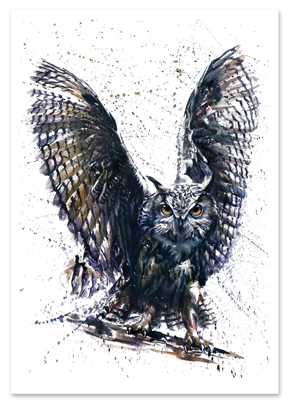 

Plakat sowa abstrakcja akwarela 30x40 cm