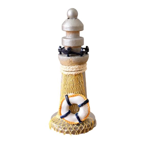 Yousheng Rustic Wood Lighthouse Figurine, Nautical Lighthouse Ocean Beach Sculpture, Handcrafted Coastal Tabletop Centerpiece for Mantel Bookshelf