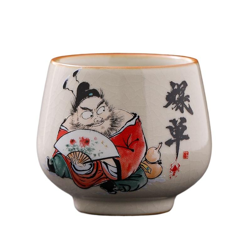 1PC Ru Kiln Zhong Kui Master Cup Ceramic Huang Ru Open Film Can Raise Single Cup Kung Fu Tea Set Tea Tasting Cup Tea Bowl Gifts