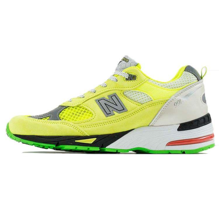 

New Balance Aries x 991 Made in England Неоновые желтые мужские кроссовки Серебристые M991AFL