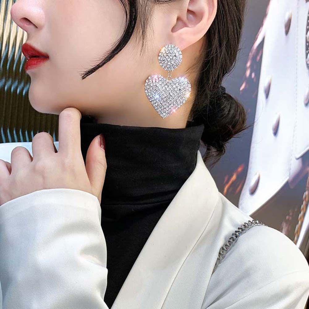 Accessories Love Heart Pendant Crystal Drop Earrings Dangle Earring Stud Earrings Jewelry