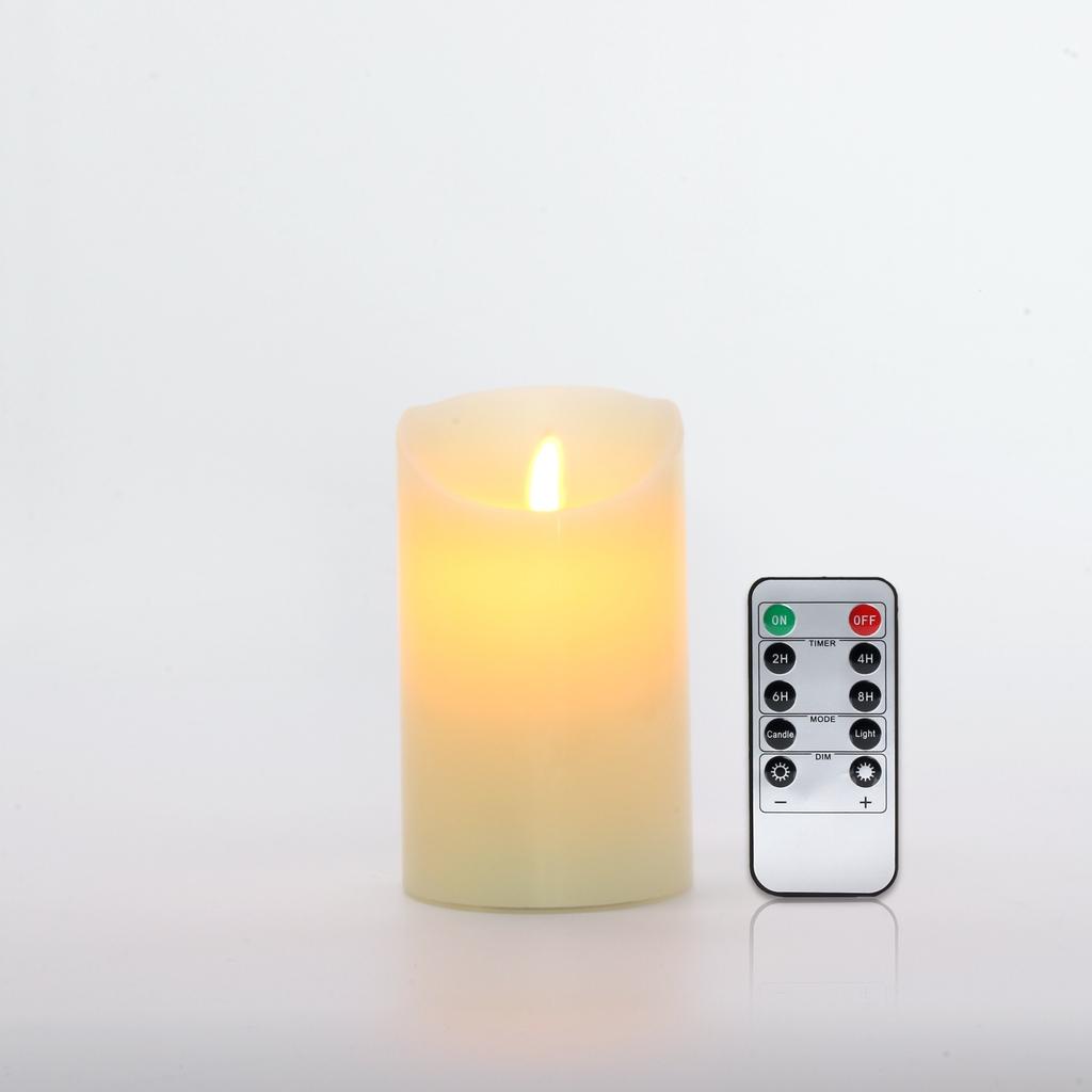 LED-Kerzen ohne Flamme, batteriebetrieben, LED-Säulen, echtes Wachs & beweglicher Docht, flackernde Kerze mit Fernbedienung