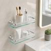 Silver Glass Shelf Organizer Tempered Thickened Glass Shower Caddy  Home Organization