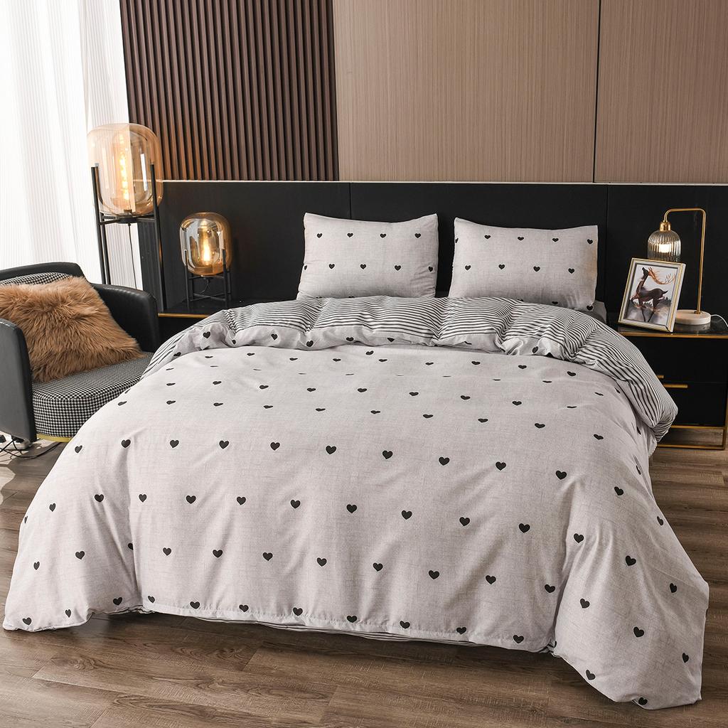 Husă de cuvertură reversibilă Set lenjerie de pat 3 bucăți Husă de pilota geometrică alb-negru cu 2 fețe de pernă, husă de pilota Queen King