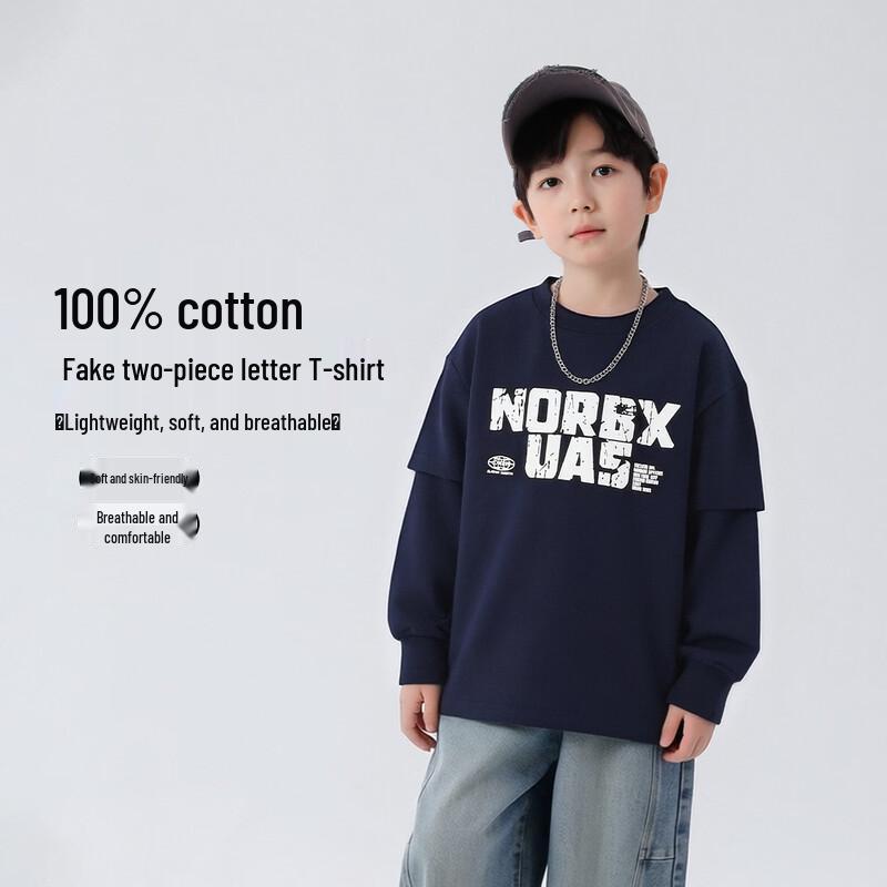 

Boys 2026 Spring/Autumn Pure Cotton Long-Sleeve T-Shirt 120
