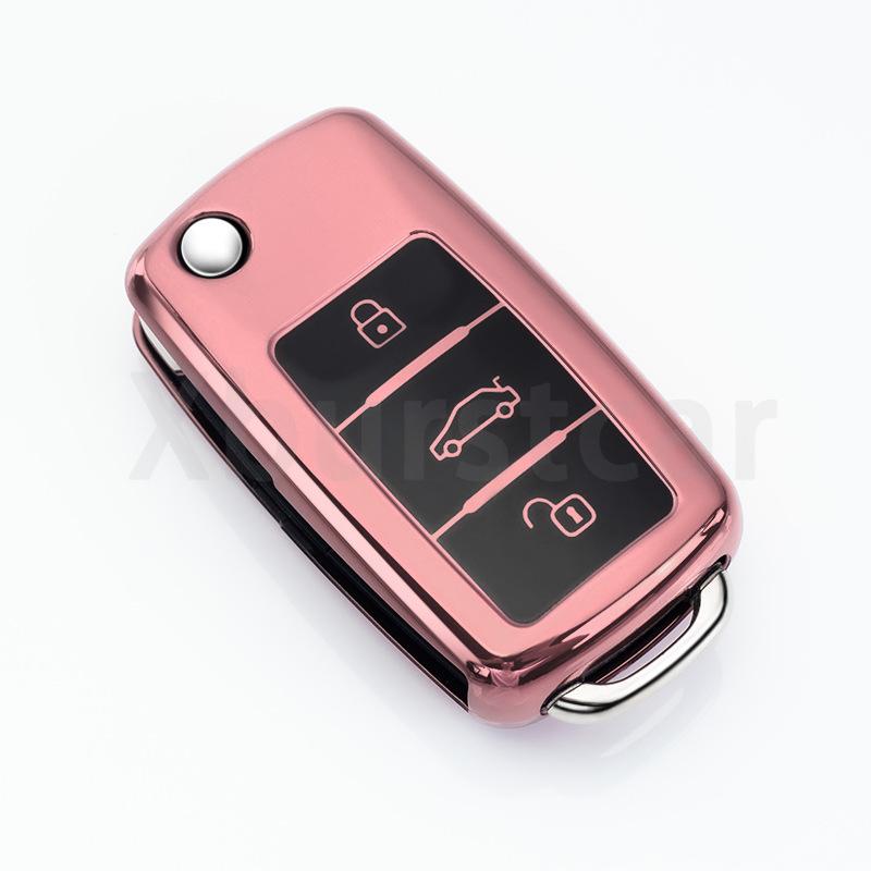 TPU Shell For VW Volkswagen Beetle Caddy Tiguan Polo Golf Passat Skoda Octavia Kodiaq Seat Leon Altea Car Key Case Cover Holder