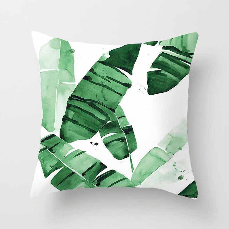 Fashion Tropical Plant Polyester Pillow Case Office Fabric Sofa Cushion Cover Home Polyester Pillow Case