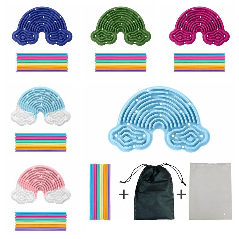 12 Strings Sensory Activity Board Silicone Rainbow Sensory Toys New Fidget Toy  Kids Adults
