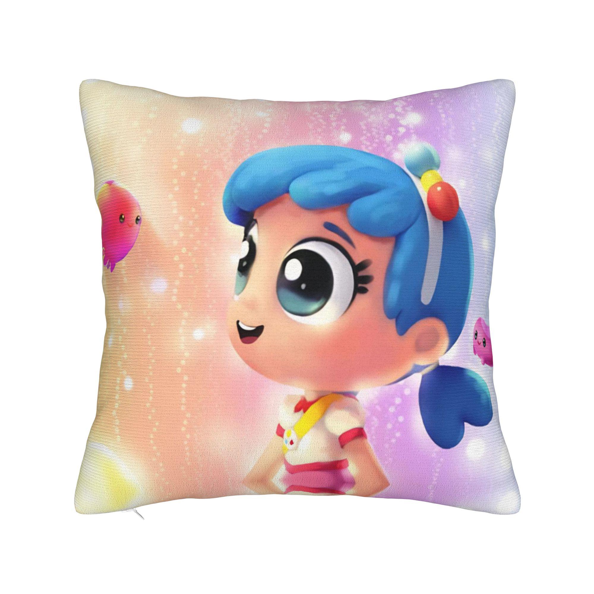 Housses de Coussin Carrées Dessin Animé Arc-en-ciel Véritable Housse de Coussin Fermeture Éclair Décorative Impressionnante pour Canapé 40*40cm 30x30cm