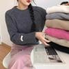 New Korean Chic Round Neck Loose Sweater Women Winter Solid Bottoming Shirt Knitted Tops Simple Design Casual Pullover