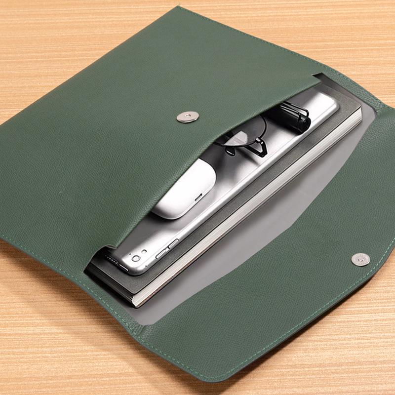 A4 Leather Document Holder - Portable Large Capacity Business Briefcase