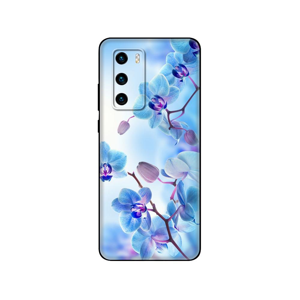 Black Tpu Case For Huawei P30 Lite P30 Pro P40 Case For Huawei P40 LITE E P Smart 2020 Case Cover Orchid Flowers Colorfu