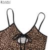 ZANZEA Women Summer Straps Slim Leopard Print Slip Long Dress