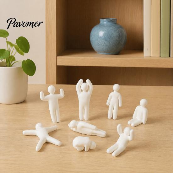 Creative Desktop Decorations 3D Printed Paintable Figurines, Unpainted Pure White Character Handmade Painting Collectibles Models, DIY Multi-Pose