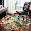 1PC Floral Birds Office Round Area Rug, Mat Suitable For Office, Under Office Chairs Bedroom Living Room Home Decor, Room Deco