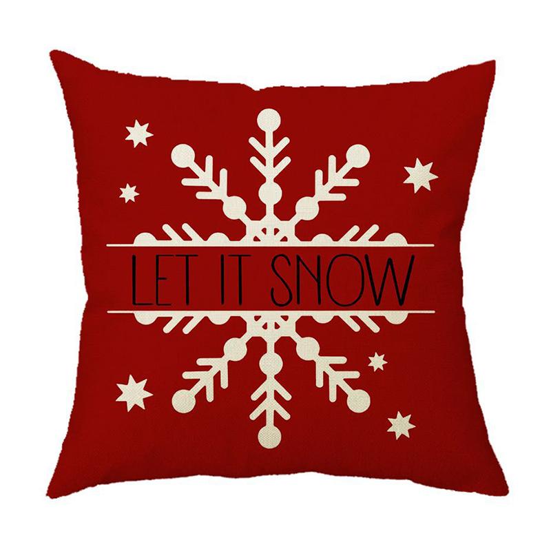 Christmas Pillow Cover Linen Printed Home Sofa Cushion Cover Car Headrest Office Pillowcase Christmas Party Decoration