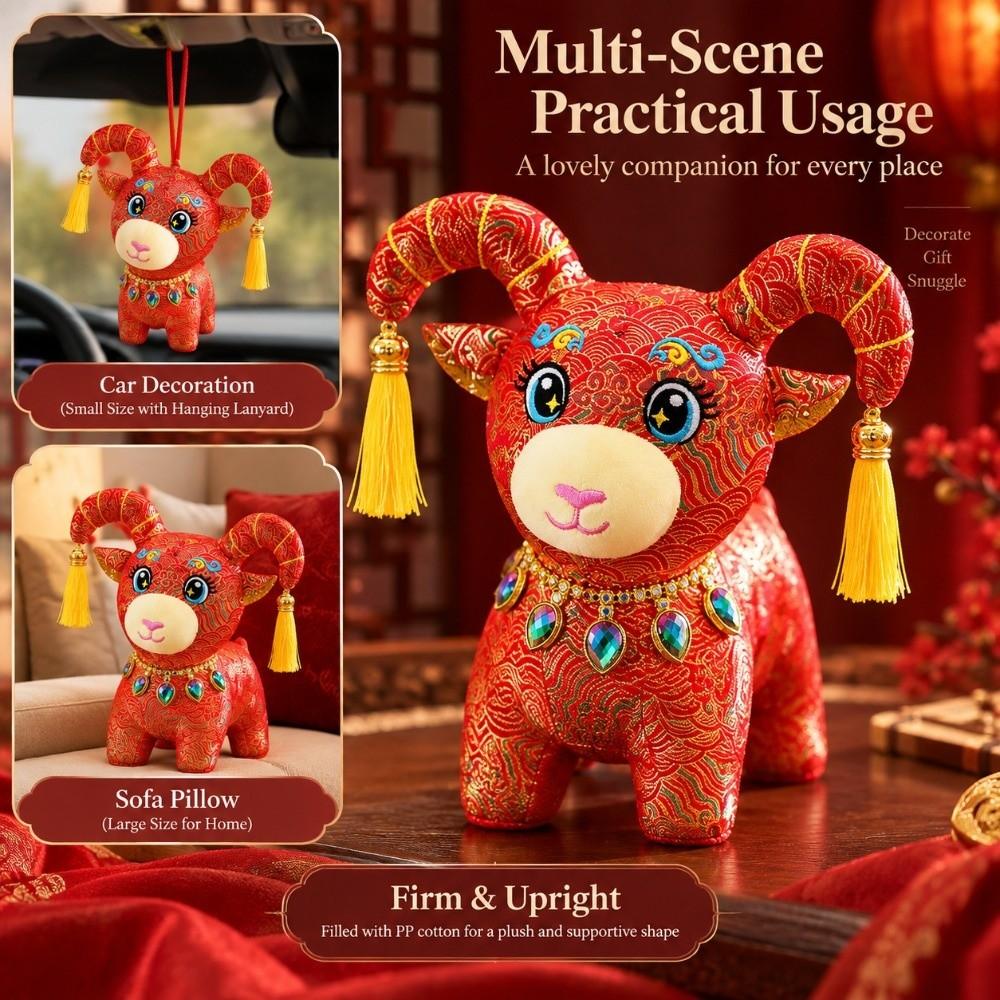 Soft Zodiac Sheep Plush Doll Cartoon Goat Plush Doll Stuffed Silk Sheep Pendant Home Decoration