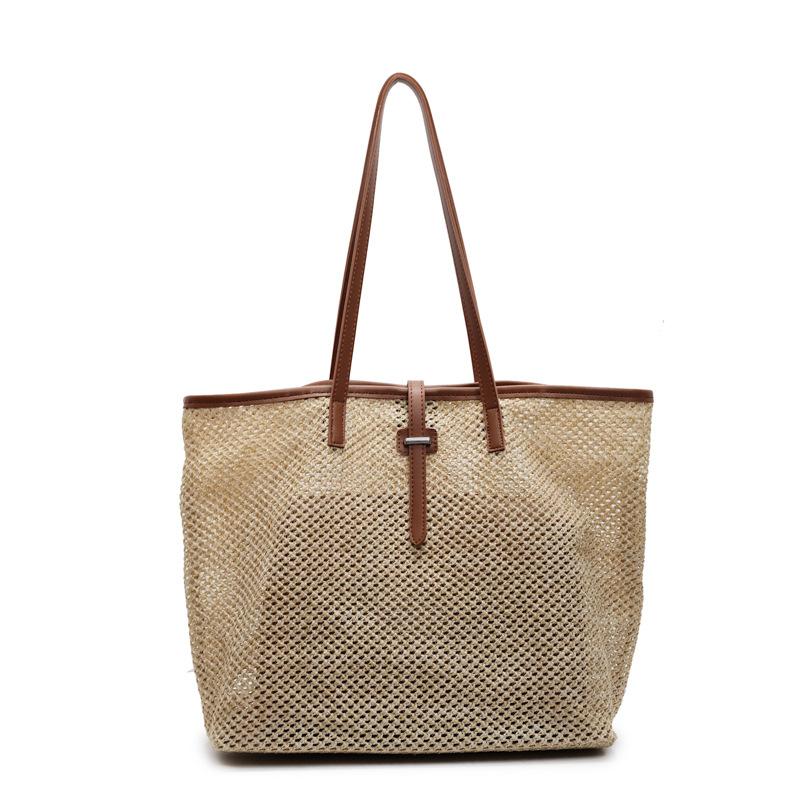 Korean Version of the New Product Niche Design Mori Hollow Straw Woven Tote Bag Large Capacity Casual Versatile Single Shoulder Mother and Child