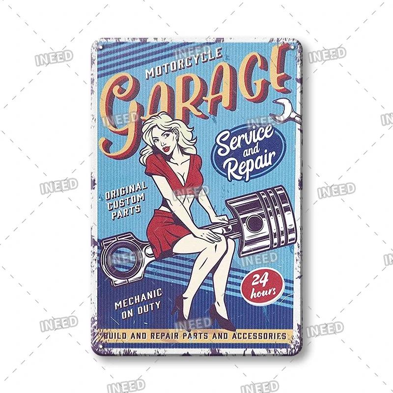 Retro Sexy Beauty Aluminum Poster - Men's Metal Plaque, Garage Cave Workshop Wall Decor