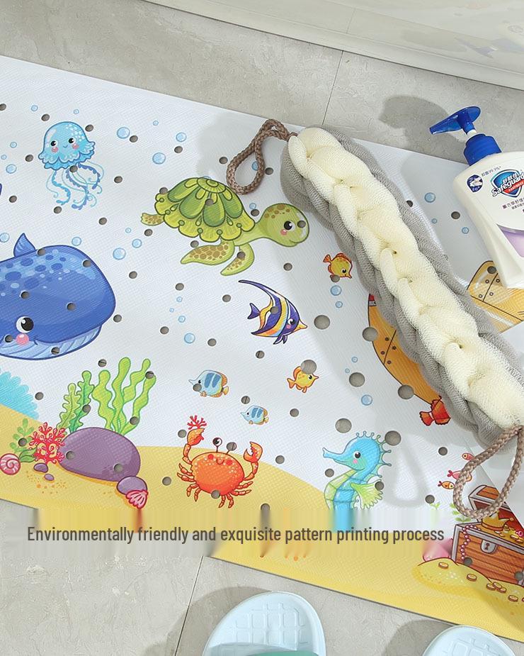Tappetino antiscivolo in PVC per vasca da bagno - Sott'acqua, Cartoon Esteso, Tappetino da Pavimento per Bambini, 100x40cm
