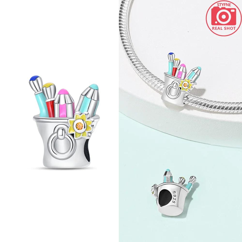 Elegant Copper Original Color Oil Painting Board Crayons Beads Fit Bracelet Charms Women Jewelry Diy Accessory Gift