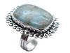 Larimar Natural Gemstone Antique Silver Plated Ring US Size-5 R 5206
