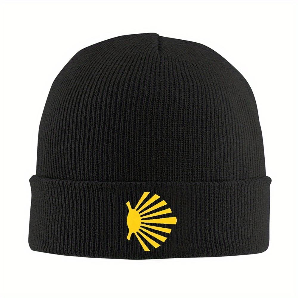 1pc Camino De Santiago Symbol Large Yellow Scallop Shell Warm Knitted Cap Bonnet Hat Autumn Winter Outdoor Beanies Hats Unisex Adul