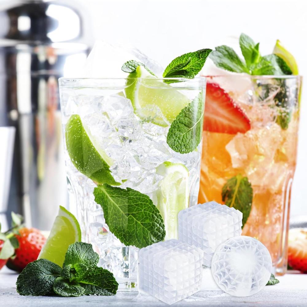 Silicone Ice Cube Mold Tray with Lid - Prism Ball Ice Cube Mold Suitable for Whisky Cocktails, Juice, Etc. Ice Cube Mold Cocktai