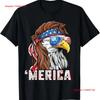 Merica USA Flag 4th of July Patriotic Bald Eagle Freedom T Shirt S 3XL MADE IN Vintage Washed Versatile Homme Soft Fashion