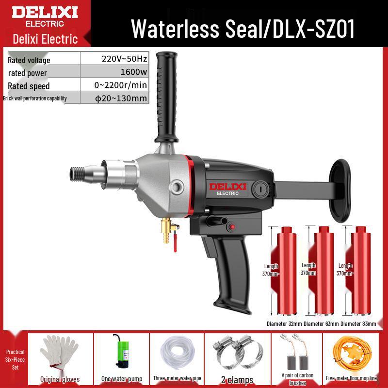 DELIXI High-Power Handheld Diamond Core Drill for Concrete and Air Conditioner Installation