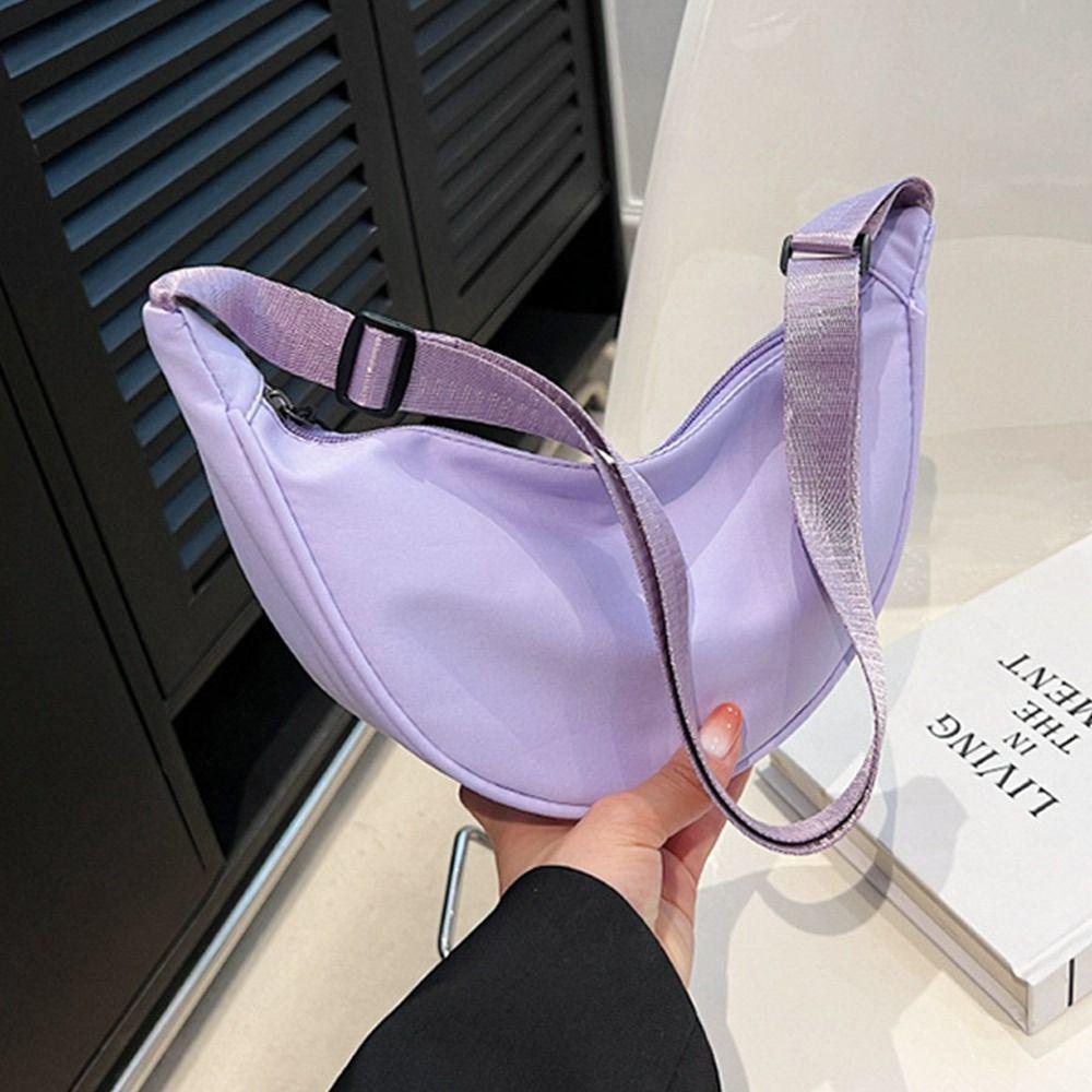 Nylon Crossbody Bag For Women Fashion Portable Casual Hobos Sport Chest Bag Underarm Bag Students Dumpling Shape Shoulder Bag