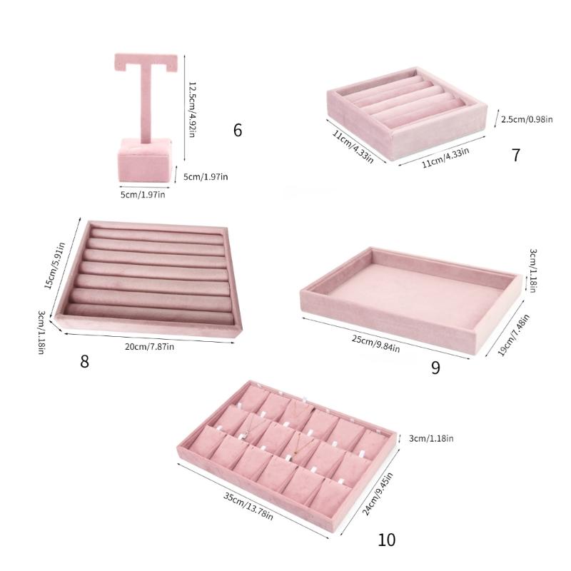 Pink Jewelry Display Props Elegant Jewelry Stand Velvets Fabric Material Jewelry Display Tray for Rings Earring Necklace