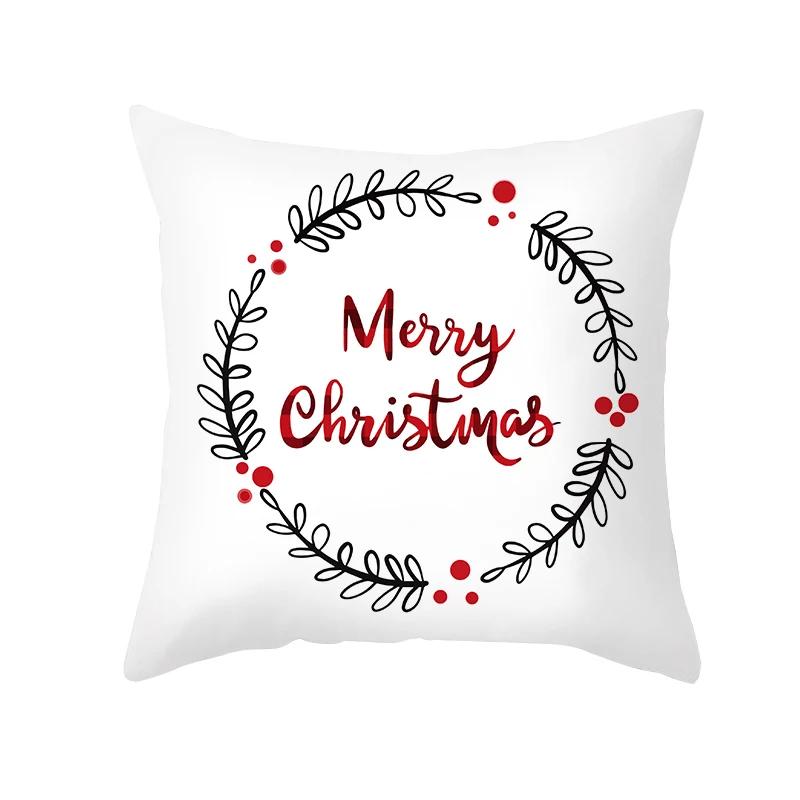 Merry Christmas Decorative Print Cushion Cover Home Living Room Sofa Square Pillow 45 * 45cm