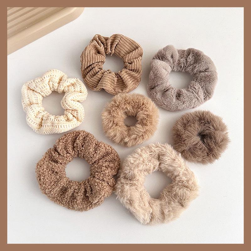 Plush Pig Intestine Hair Tie – Milk Coffee Color: 2025 Christmas Autumn Winter Series Hair Accessories