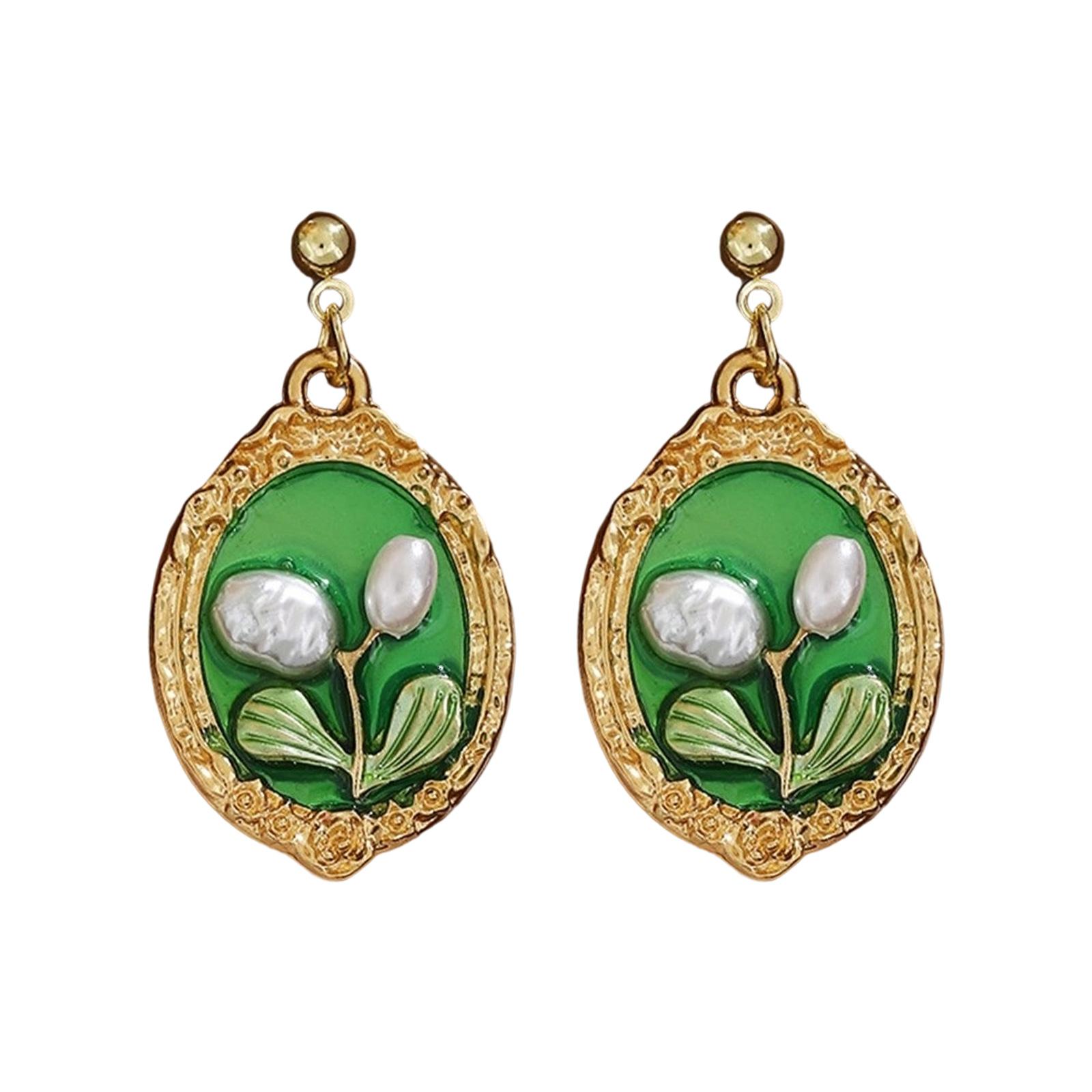 

Серьги-цветы Забавные серьги-пусеты Масляная живопись Цветочные украшения для ушей Текстура сплава Подходят для модных подростков Подарок 6