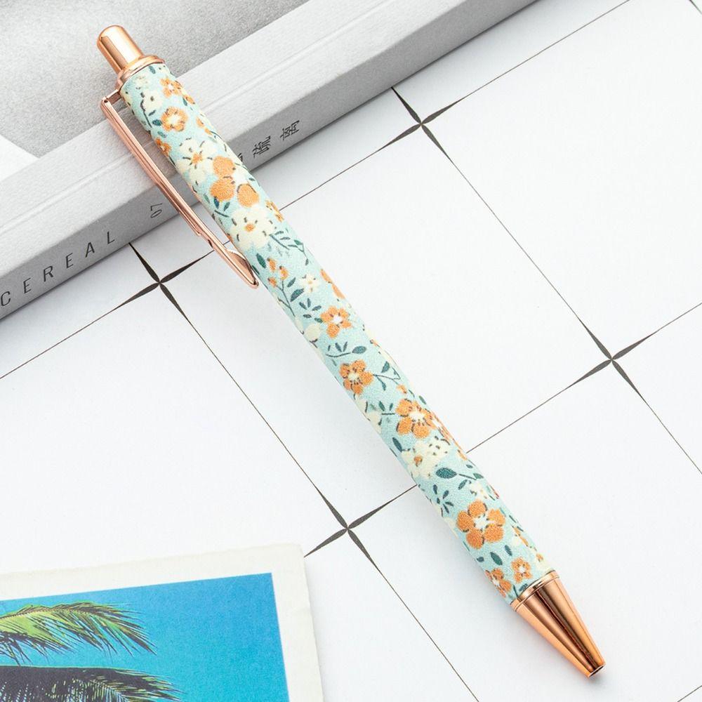 Cute Cartoon Press Metal Pen Creative Ballpoint Pens Portable Heart Flower Pens Office Supplies