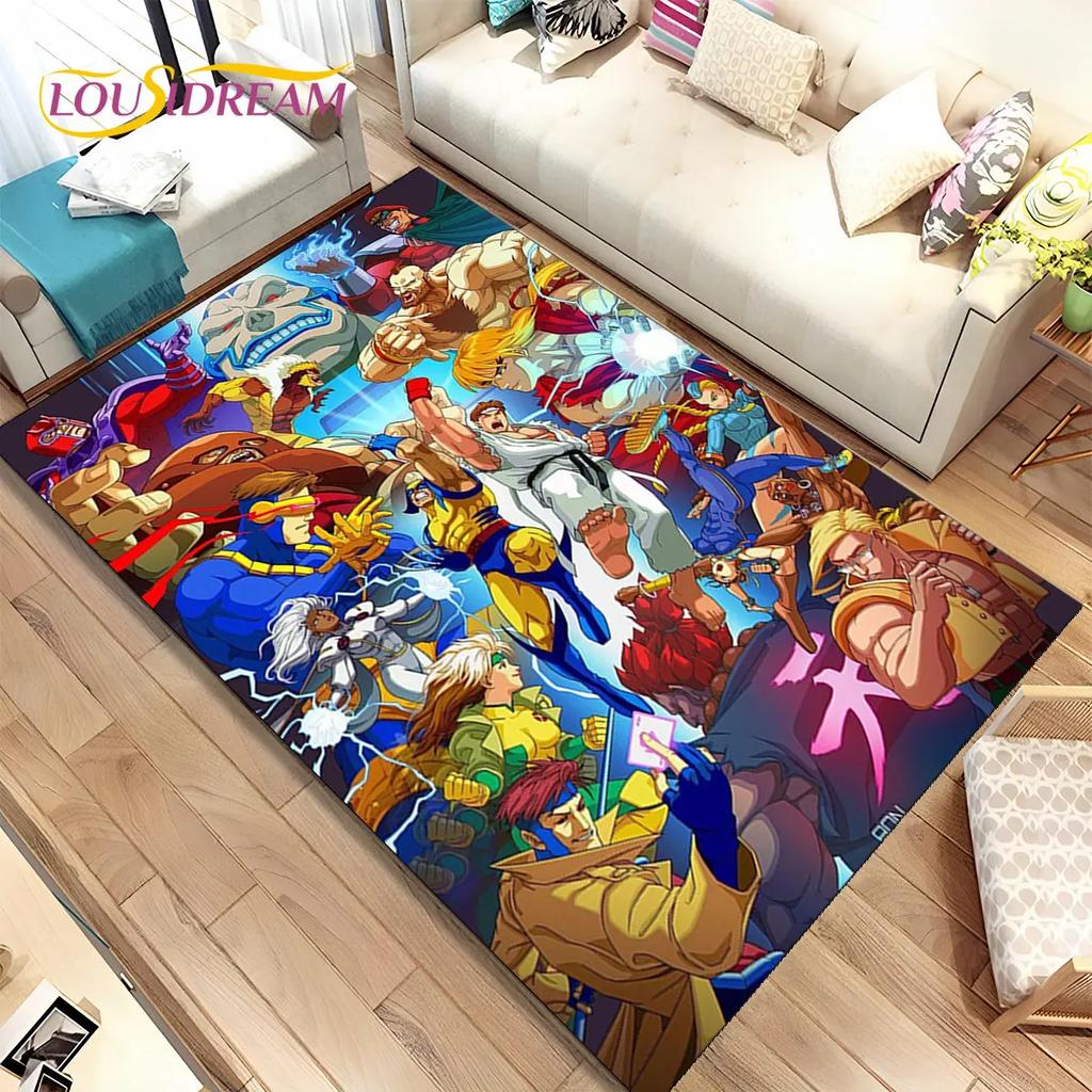 Street Fighter Retro Game Gamer Area Rug,Carpet Rug for Living Room Bedroom Sofa Doormat Decoration, Kid Play Non-slip Floor Mat