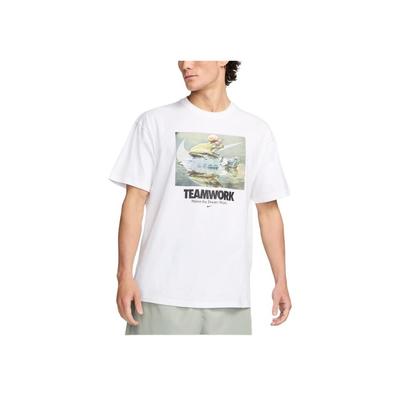 Letter Print Pattern Pullover Crew Neck Short Sleeve T-Shirt Men Tops White HF0002-100