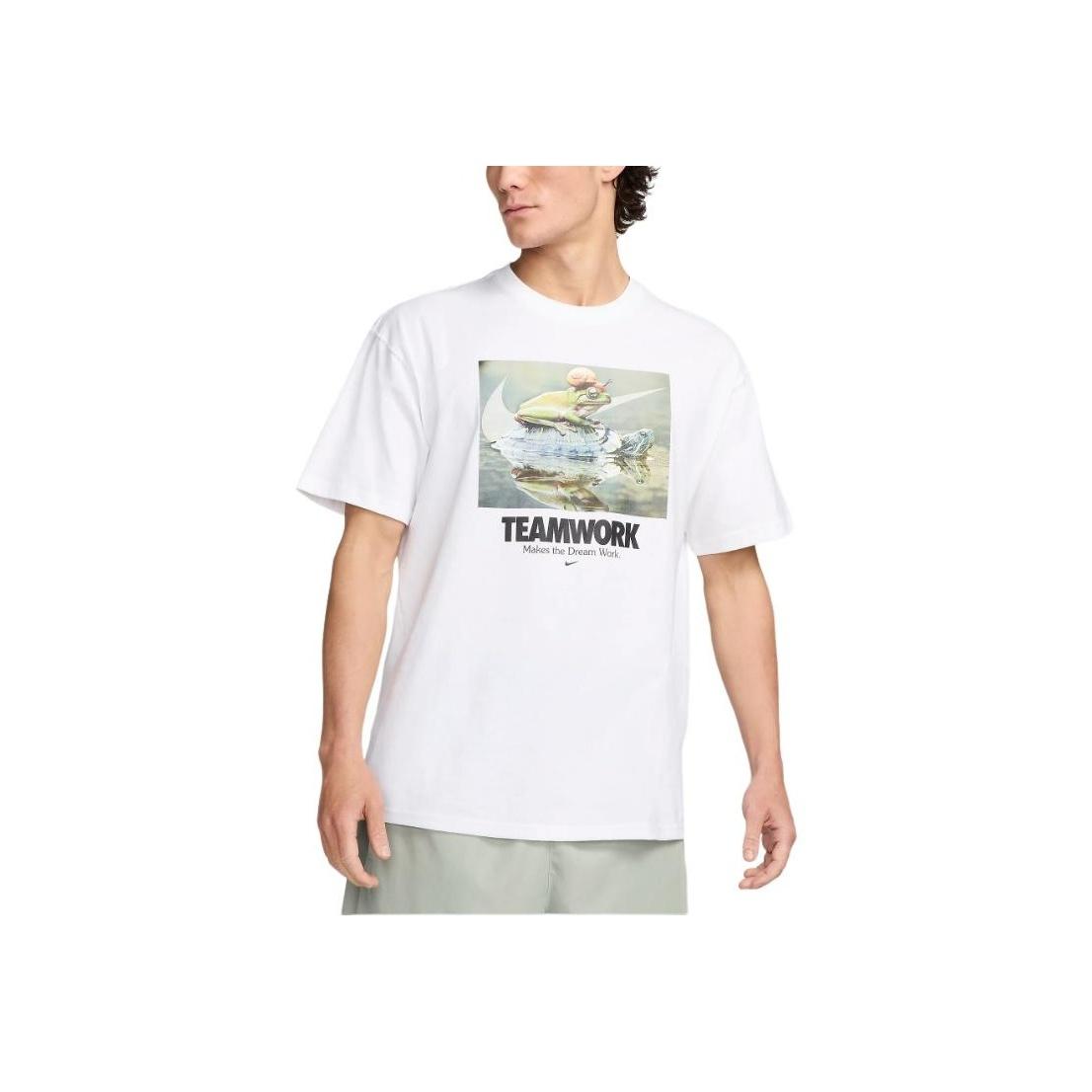 

Nike Пуловер с принтом букв, футболка с коротким рукавом и круглым вырезом, мужские топы, белый HF0002-100 XL