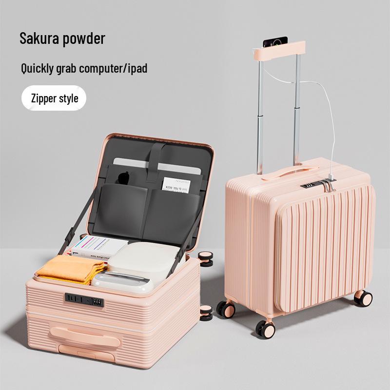 

Portable Carry-On Suitcase: Large Capacity Trolley with Deep Compartment, Unisex Design, Ideal for Business Trips and Travel. 18-inch Carry-on