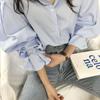 2024 Korean-Style Loose Striped Shirt for Women - Trendy Spring & Autumn Top