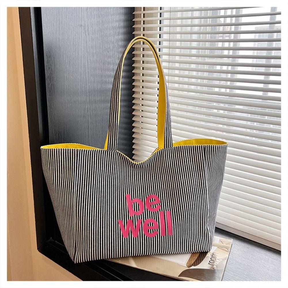 Two-sided Design Women's Shoulder Bag Canvas Material Canvas Handbag Daily Use