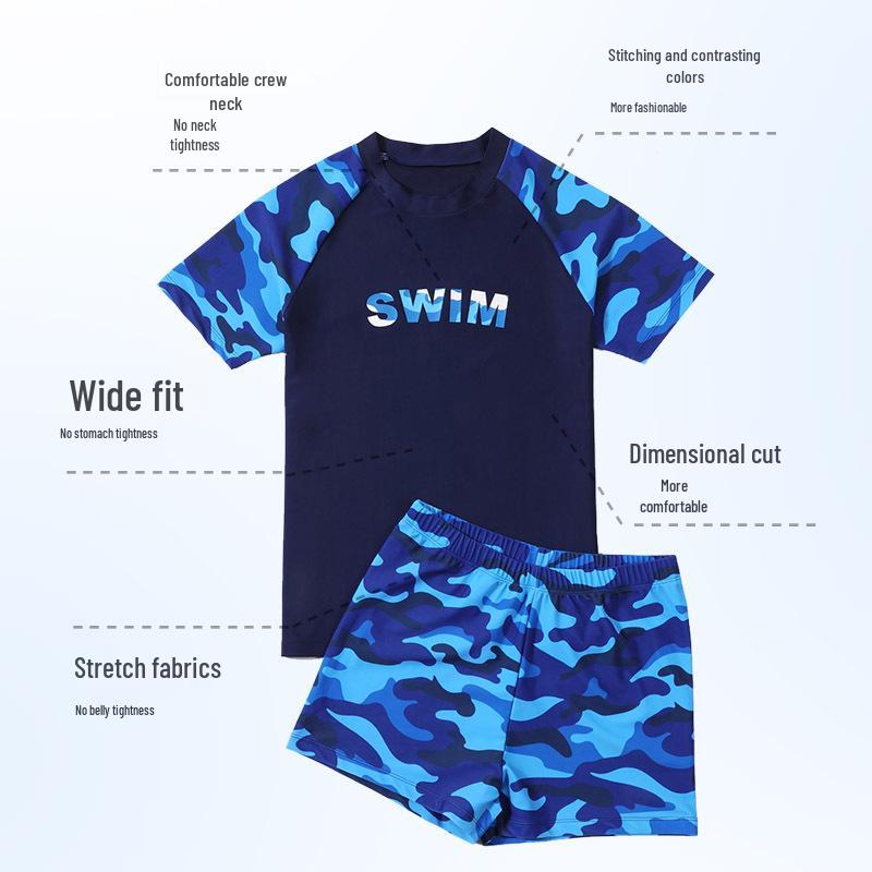 Boys  Camo Quick-Dry Two-Piece Swimsuit – Kids  Plus Size 190