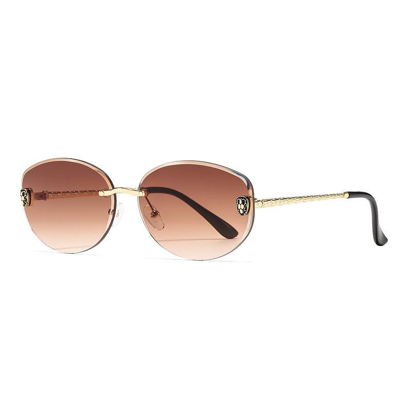 Fashion Female Retro Metal Frame Sun Glasses With Gray Lenses For Summer Outdoor Use