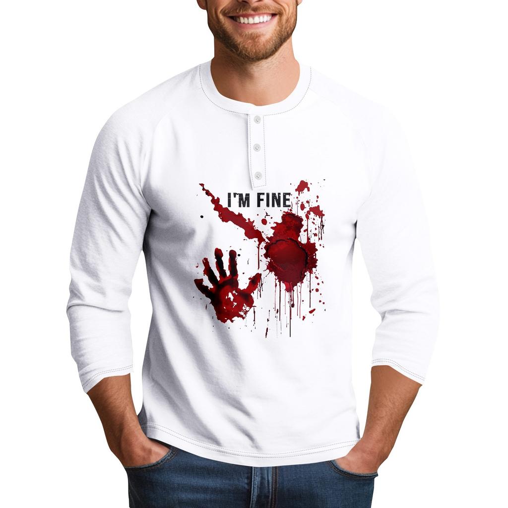 Men's Halloween Print Raglan Dralan Three-quarter Sleeve Casual Top