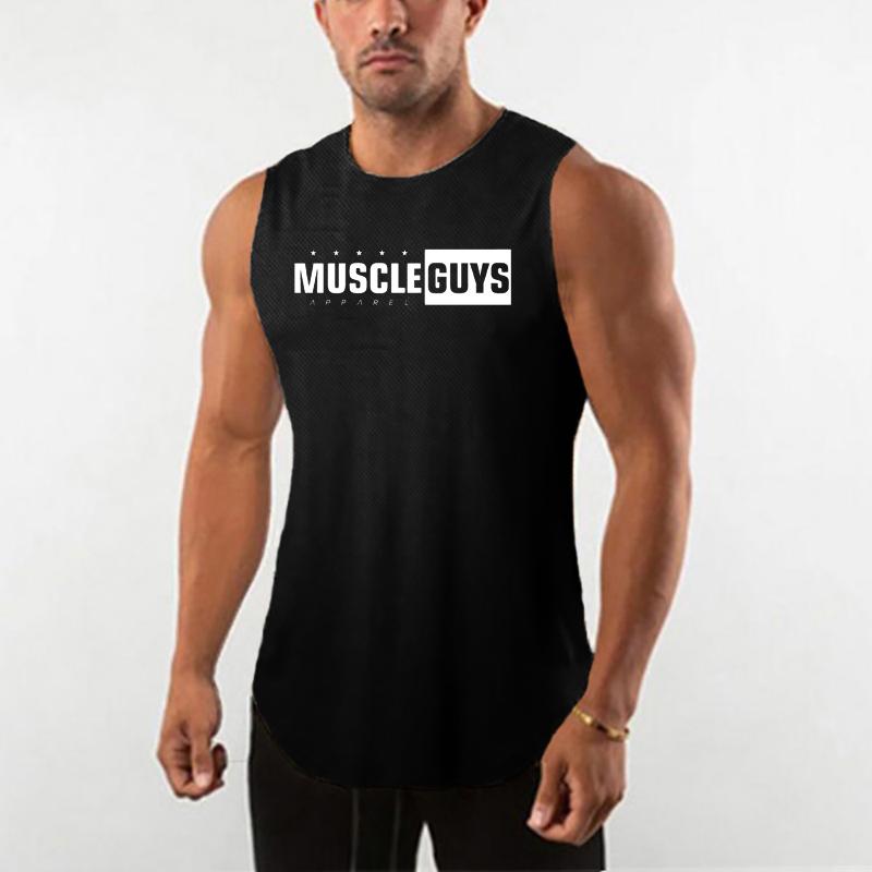 Muscleguys Men's Bodybuilding TankTop Summer New Tide Youth Fitness Sleeveless T-shirt Mesh Undershirt Personality Muscle Vest Gym Clothes