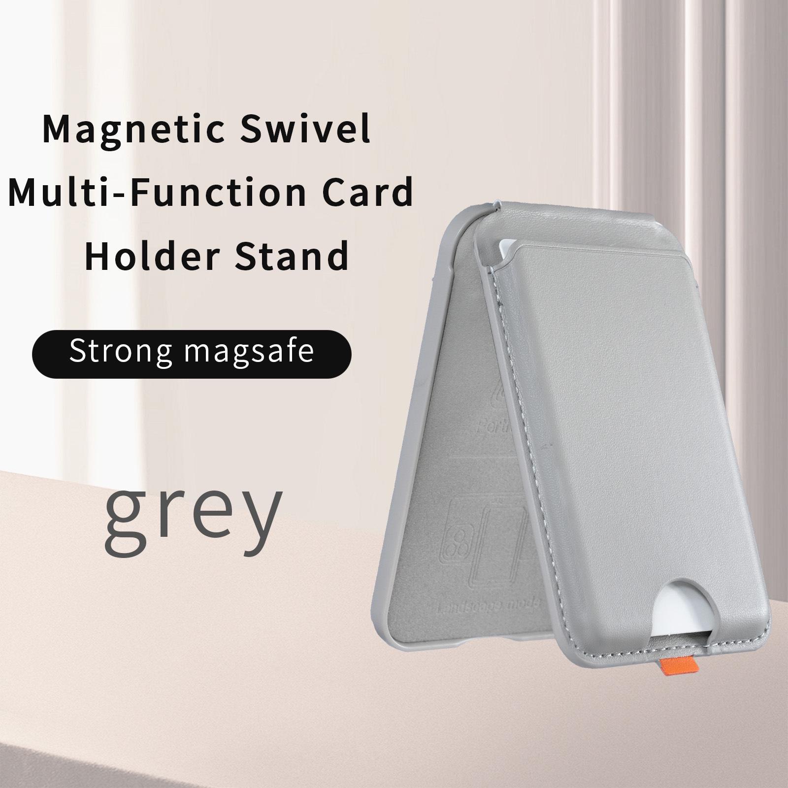 MagSafe Multi-Angle Magnetic Card Holder & Stand: Adjustable Flip Hinge ID Sleeve серый