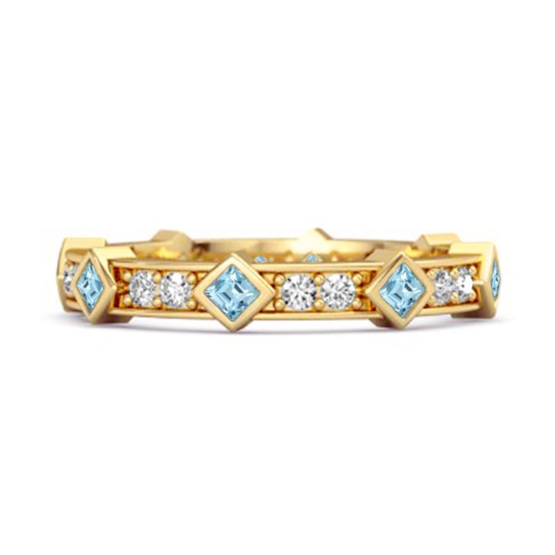 

Blue Topaz Eternity Band Ring -925 Sterling Silver Gold Vermeil 10.5 золотий/жовтий